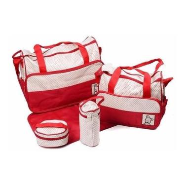 Imagem de Kit Bolsa Maternidade Bebê 5 Peças Trocador Porta Mamadeira - I Love N
