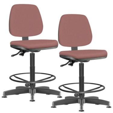 Imagem de Kit 02 Cadeiras Caixa Alta Giratória Job L02 Suede Rosê - Lyam Decor