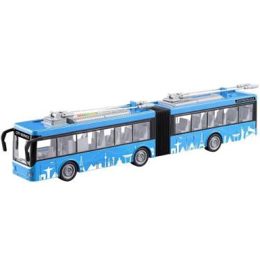 Imagem de Ônibus Articulado Fricção 1:38 - Com Luz E Som - Dm Toys, Azul