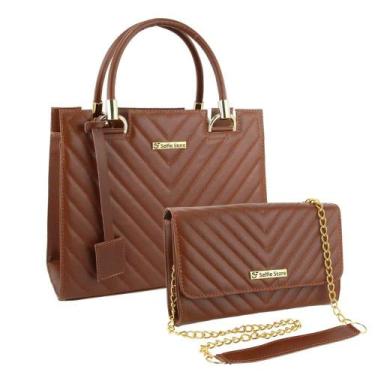 Imagem de Bolsa Feminina Transversal Tote De Lado + Bolsa Carteira Kit - Selfie 