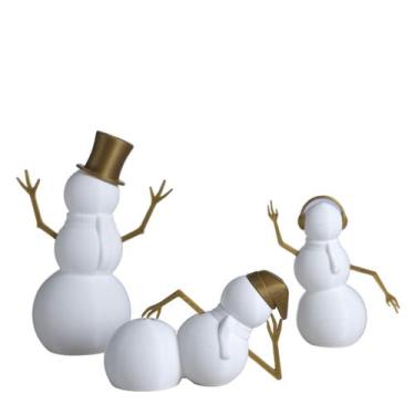 Imagem de Trio Estatueta - Amigos de Neve - Galanta, Branco/Dourado