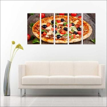 Imagem de Quadro Decorativo Gourmet Pizzarias Pizza Food 5 Peças GG4 - Vital Qua