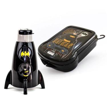 Imagem de Kit Infantil Garrafa Foguete E Sanduicheira Hora do Lanche Batman - Pl