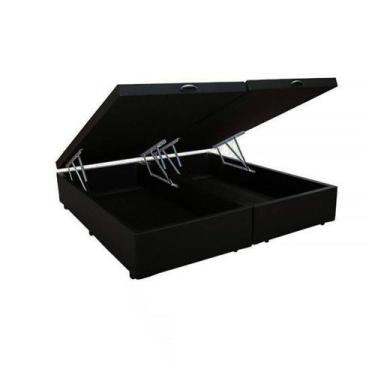 Imagem de Base Cama Box Baú Blindado Bipartido Queen Suede Preto 43x158x198 - E 
