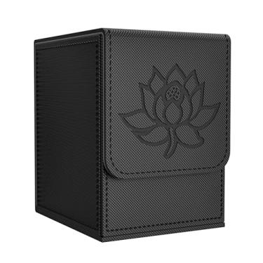 Imagem de Zettokete Card Deck Box with 2 Dividers, MTG Commander Deck Box Holds 100+ Double-Sleeved Cards, Leather Magnetic Deck Case Compatible with Magic TCG CCG Cards, Black/Lotus