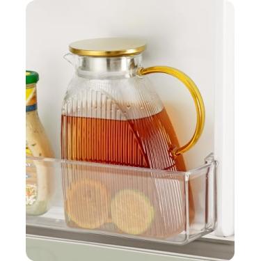 Imagem de Baffect Jarro de água de 1,8 L, jarro de porta de geladeira com tampa de aço inoxidável, jarro de vidro borossilicato alto para bebidas caseiras quentes ou frias