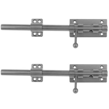 Imagem de 2 peças de trinco de 30,5 cm preto para portão de parafuso deslizante com furo de cadeado de 9 mm, base de 2,4 mm de espessura, travas de aço inoxidável 304 resistentes, 1,2 cm de diâmetro. Parafuso de barril sólido para porão de galpão de cerca de celeiro