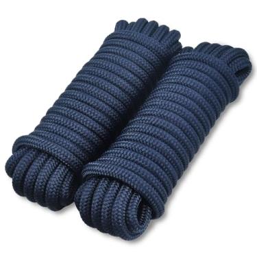 Imagem de Linhas de doca TetherTite 5/20.3 cm x 30' Pacote com 2 linhas de doca azul marinho, linha de doca de nylon trançado duplo de grau marinho com ilhós de 38 cm, linha de amarração de corda de ancoragem