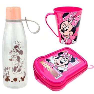 Imagem de Kit Lanche Escolar Garrafa Infantil Abre Facil Caneca 360ml e Sanduich