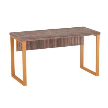 Imagem de Mesa Auxiliar Tubolar PE 40 Pandin 90 Cm Walnut e Laranja