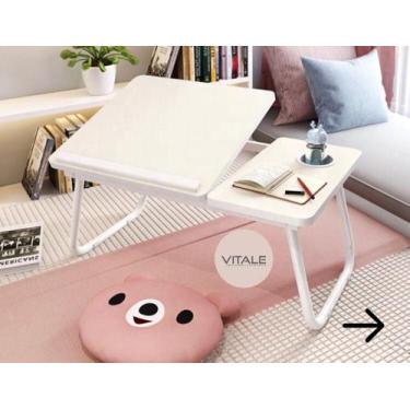Imagem de Mesa ajustável / bipartida / madeira para notebook - Huihong, Branca