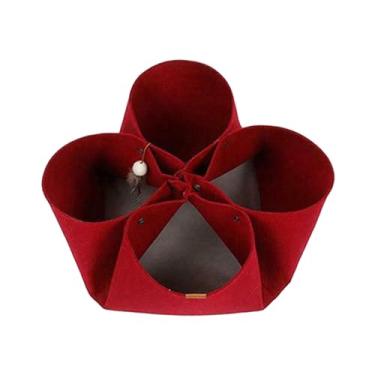 Imagem de ＫＬＫＣＭＳ Gato túnel de feltro esteira do gato do gato esconderijo, dobrável, brinquedos do gato cama para animais de estimação casa para gatinho, Vermelho