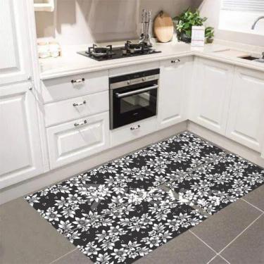 Imagem de Conjunto Tapete Cozinha Emborrachado Kit 3 Peças Passadeira Estampado 