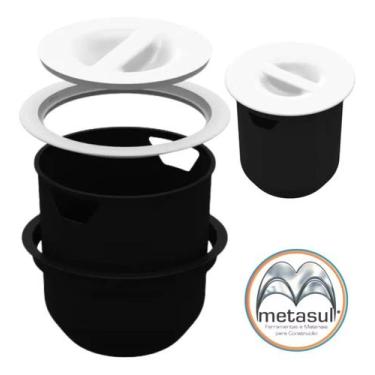 Imagem de Lixeira Cozinha P/Embutir Redonda  8 LITROS Plástica 2 cores - METASUL