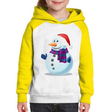 Imagem de Moletom Infantil Boneco de neve - Foca na Moda, Branco, Amarelo, 14