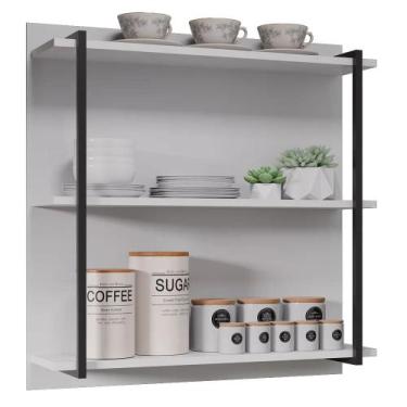 Imagem de Prateleira Industrial Nina 3 Andares Para Cozinha MDP Branco - Vallisa