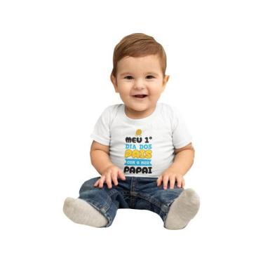 Imagem de Camiseta Bebê Frases Meu Primeiro Dia Dos Pais Com Meu Papai Branca - 