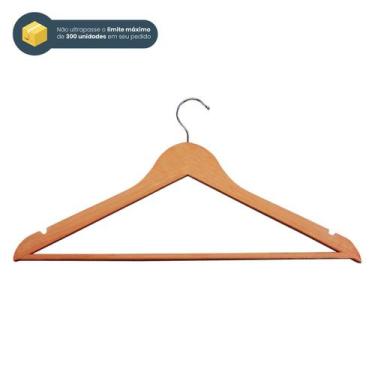 Imagem de Kit 80 Unidades Cabide De Madeira Marfim Aço Cromado Envernizado Natur