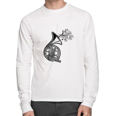 Imagem de Camiseta Algodão Trompa Notas Musicais Manga Longa - Foca na Moda, Bra