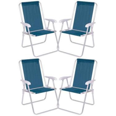 Imagem de Kit C/ 4 Cadeiras De Jardim Praia Alta Alumínio Conforto Tela Sannet A