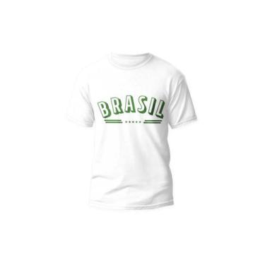 Imagem de Camiseta brasil escrito em verde cor branca - PRESENTE-BRINDE, M