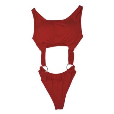 Imagem de Conjunto Body Maiô Com Bojo, Liso - Gringas Model, Vermelho, Único 36-