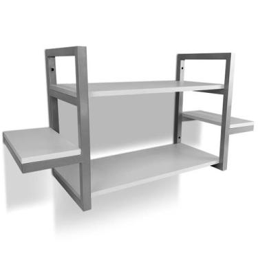 Imagem de Prateleira Dupla Cali Nicho De Parede Design Industrial Prata/Branca -
