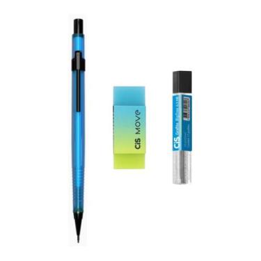 Imagem de Kit Lapiseira AZUL NEON 0.5mm + Borracha Move + Grafite - Cis