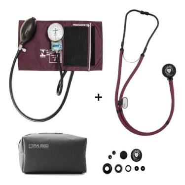 Imagem de Kit Esfigmomanômetro Estetoscopio Rappaport Black Ed P.a Med - P. A. M