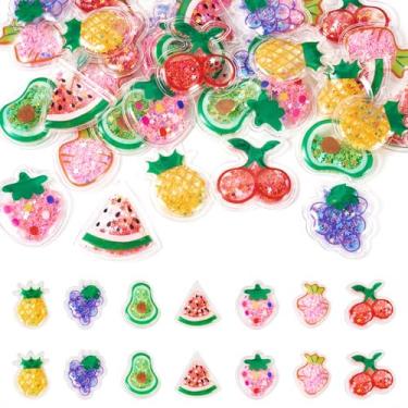 Imagem de Beadthoven 35 peças de cabochão de frutas de plástico PVC de lantejoulas para clipes de cabelo fofos pingentes de geleca de cereja morango glitter paillette pingentes lisos para fazer joias faça você