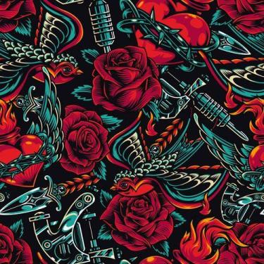 Imagem de Papel De Parede Temático Estilo Tatuagem - 1,50x0,50m - DEKAL DECOR