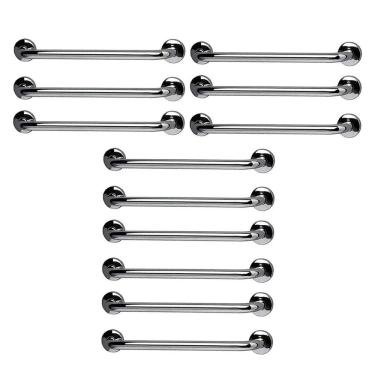Imagem de Barra de Apoio 60cm Aço Inox Kit 12 Unidades Banheiro Box Idoso Gestante Criança Suporte Corrimao Escada Evita Acidente Segurança Acessibilidade