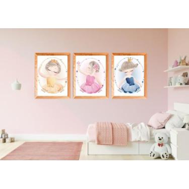 Imagem de Kit 3 Quadros Decorativos Personalizados Infantil Menino  Menina Bebê 
