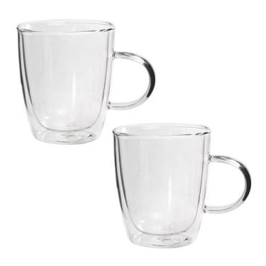 Imagem de Jogo de xicaras de vidro dupla camada 315ml 02 peças - QUERO PRESENTEA