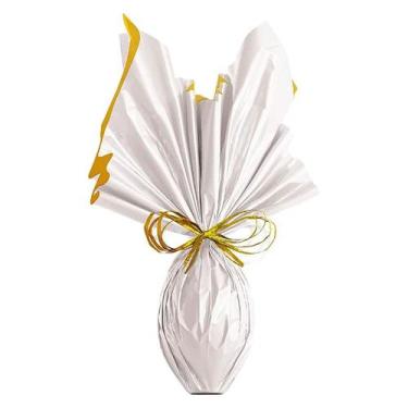 Imagem de Folha para Ovos de Páscoa Double Face Acetinado Branco Ouro 69x89cm - 