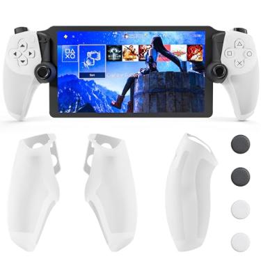 Imagem de FUNDIARY Protective Case for PS Portal, White Soft Silicone Non-Slip for PS Portal Left and Right Controller Cover Skin, Scratch-Resistant All-Around Protection Handle Shell Accessories & 4 Thumb Caps
