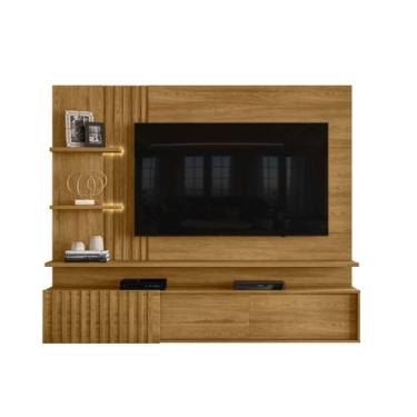 Imagem de Bancada Suspensa Atena TV 65 Polegadas 3 Portas com Led Cor Cumaru - M
