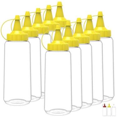 Imagem de Kit 10 Bisnagas Flexível Transparente 250ML Molho Ketchup Maionese Mos