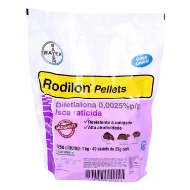 Imagem de Raticida Rodilon Pellets 1kg (40 Sachês De 25g) Bayer