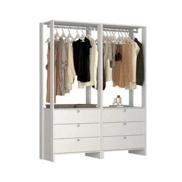 Imagem de Closet com 2 Cabideiros e 6 Gavetas EY102-102 Linha Yes Emovell, Branc