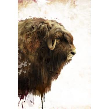 Imagem de Aquarellikus-Notizbuch: Exotisches Blanko-Journal in einzigartigem Aquarell-Design (Moschusochse)