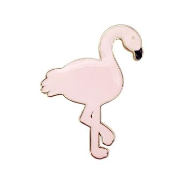 Imagem de GKDFK Broche de flamingo rosa com design fofo animal selvagem esmalte lapela presente de festival de pássaros rosa para mulheres amantes da moda, Medium, Liga de aço, Sem Pedra Preciosa