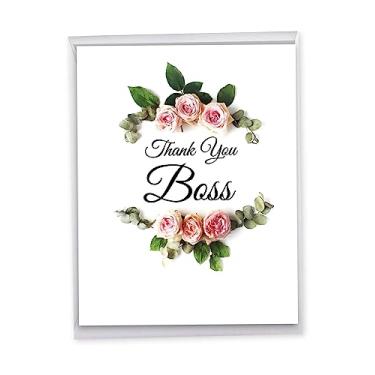 Imagem de The Best Card Elegant Flowers - Boss Thank You From All of Us Card with Envelope (21 x 28 cm) Oferecendo uma bela maneira de todos honrarem o chefe J4175ABYG-US