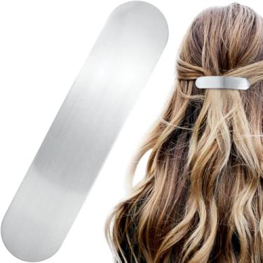 Imagem de HINZIC Presilha de cabelo prata de 7,6 cm de metal grande vintage francês casamento formatura acessórios de cabelo para mulheres cabelo longo grosso