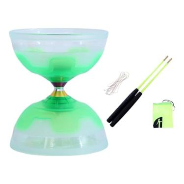 Imagem de EHJRE Conjunto de diabolo chinês com três rolamentos e varas para malabarismo, Verde