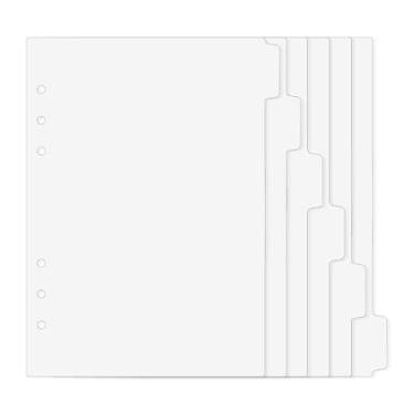 Imagem de 6 divisórias de fichário A5, índice de divisória transparente de 6 furos com abas de plástico inseríveis, folhas divisórias de índices de 6 anéis, página de índice para fichário, caderno, diário,