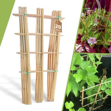 Imagem de Biotolot Pacote com 20 Treliças de Bambu de 16" para Plantas Trepadeiras - Treliça de Escada de Jardim Natural, Treliça de Suporte Em Forma de Leque para Decoração de Plantas Em Vasos Na Porta