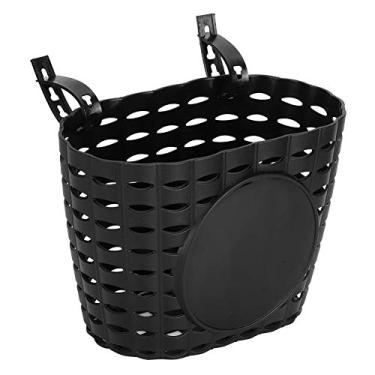 Imagem de Cesta de Bicicleta Grossa para Crianças, Cesta Frontal de Bicicleta, Acessório de Cesta de Armazenamento de Plástico Preto Com Acabamento Fino para Colocação de Pertences,
