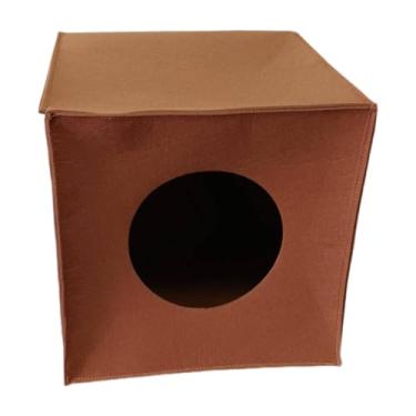 Imagem de IEUDNS de feltro para gatos, esconderijo aconchegante com aquecimento automático para gatos, cama para gatos com cochilo, condomínio dobrável para, Marrom