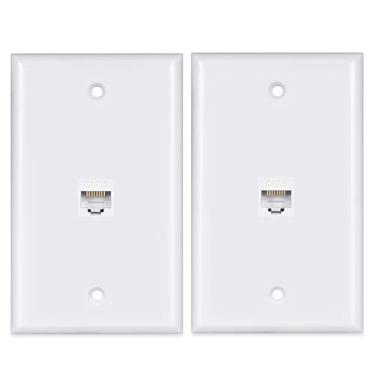 Imagem de Placa de parede Ethernet Cat 6, 1 porta, pacote com 2, placa de parede Ethernet fêmea-fêmea removível compatível com dispositivos Ethernet Cat7/6/6e/5/5e... (Cat6-1port+1port)